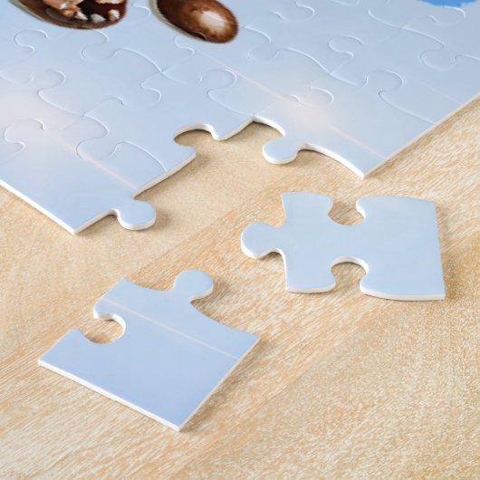 フローラかわいらしヴィンテージ書籍とコーヒークリスマス ジグソーパズル (側面)