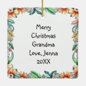 フローラかわいらしヴィンテージ裁縫機クリスマス セラミックオーナメント (裏面)