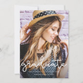 フローラかわいらし卒業式ほこりっぽい青い写真 案内状 (正面)