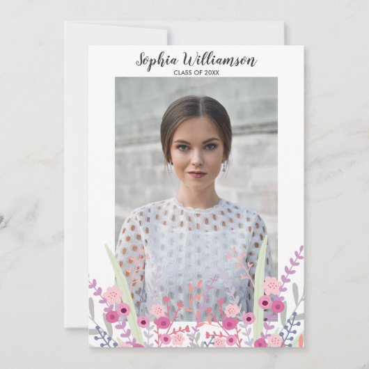 フローラかわいらし大学院写真卒業招待状 招待状 (正面)