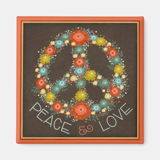 フローラかわいらし平和サイン愛のインスピリチュアリティ マグネット (正面)