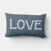 フローラかわいらし文字ラブオンデニムブルー ランバークッション (裏面)