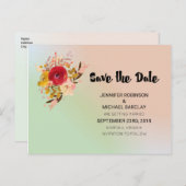 フローラかわいらし水彩花束の保存日付 案内ポストカード (正面/裏面)