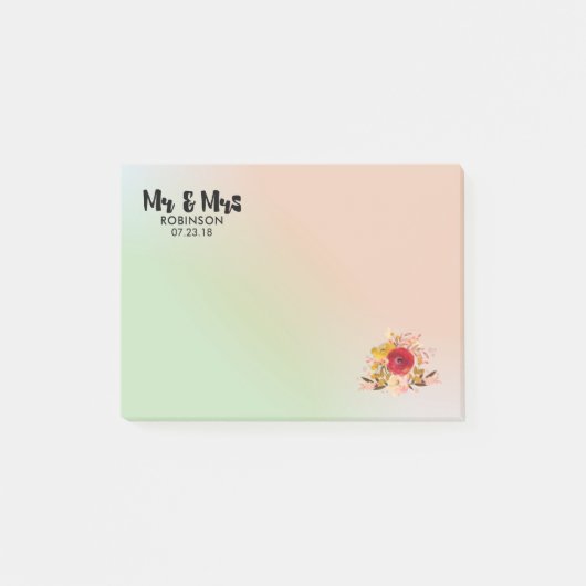 フローラかわいらし水彩花束氏と夫人 ポストイット (正面)