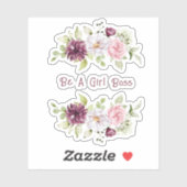 フローラかわいらし牡丹"Be A Girlボス"ビニール シール (シート)