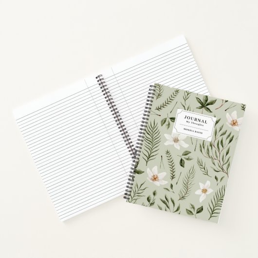 フローラかわいらし緑金ゴールドホワイトパターン仕訳帳 ノートブック (内部)