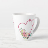 フローラかわいらし聴診器ハート カフェラテマグ (右アングル)