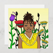 フローラかわいらし背景を持つ色の女の子 (正面/裏面)