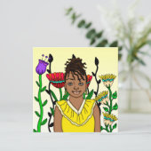 フローラかわいらし背景を持つ色の女の子 (スタンド正面)