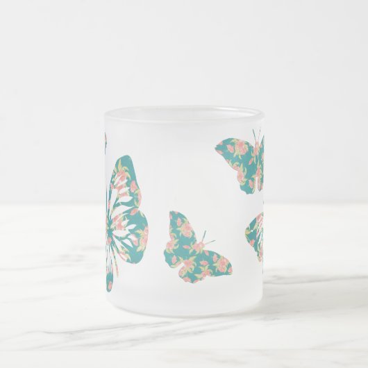 フローラかわいらし蝶 フロストグラスマグカップ (中央)