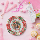 フローラかわいらし赤い花フォトクリスマスパーティー ペーパープレート (パーティー)