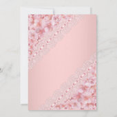 フローラかわいらし赤面ピンクレース誕生日パーティー 招待状 (裏面)