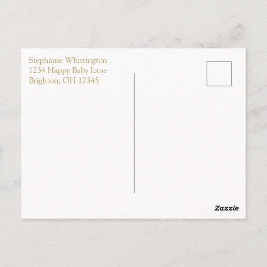 フローラかわいらし金ゴールドクロスバプテスマ写真ありがとう ポストカード (裏面)