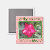 フローラかわいらし食洗機マグネット、ピンク&グリーン マグネット (正面/裏面)