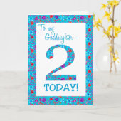 フローラかわいらし2回目の誕生日ゴドーターブルー カード (黄色い花)