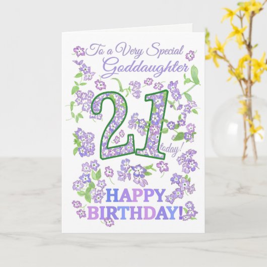 フローラかわいらし21歳の誕生日スペシャルゴドド娘 カード (黄色い花)