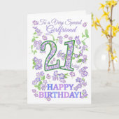 フローラかわいらし21歳の誕生日特別恋人 カード (黄色い花)