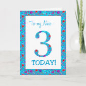 フローラかわいらし3回目の誕生日ニースブルー カード (正面)