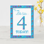 フローラかわいらし4thバースデーカードリトルシスターブルー カード (黄色い花)