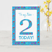 フローラかわいらし(Niece Blue)の2回目の誕生日 カード (黄色い花)