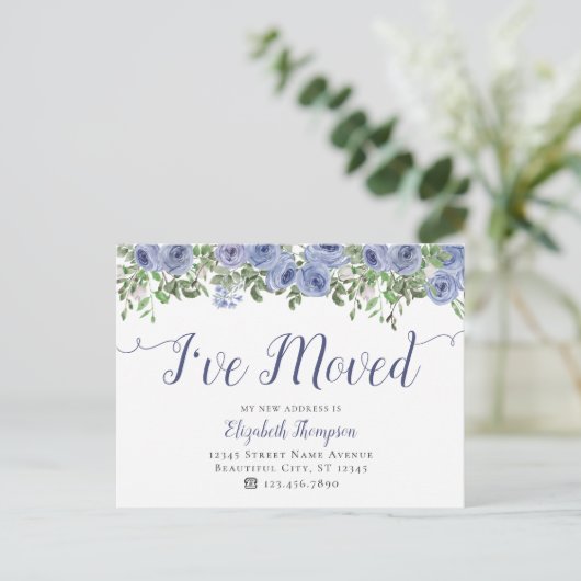 フローラが新しいアドレスを移動した青 案内ポストカード (スタンド正面)