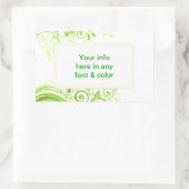 フローラが新緑の色合いに渦巻く 長方形シール (バッグ)