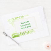 フローラが新緑の色合いに渦巻く 長方形シール (封筒)