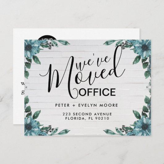 フローラが移動したofficeの発表はがき 案内ポストカード (正面/裏面)