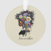 フローラきらめくアフリカ系アメリカ人女性 オーナメント (正面)