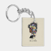 フローラきらめくアフリカ系アメリカ人女性 キーホルダー (正面左)