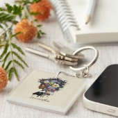 フローラきらめくアフリカ系アメリカ人女性 キーホルダー (正面右)