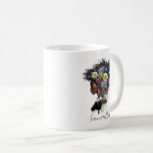 フローラきらめくアフリカ系アメリカ人女性 コーヒーマグカップ (正面右)