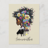 フローラきらめくアフリカ系アメリカ人女性 ポストカード (正面)