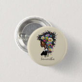 フローラきらめくアフリカ系アメリカ人女性 缶バッジ (正面&裏面)