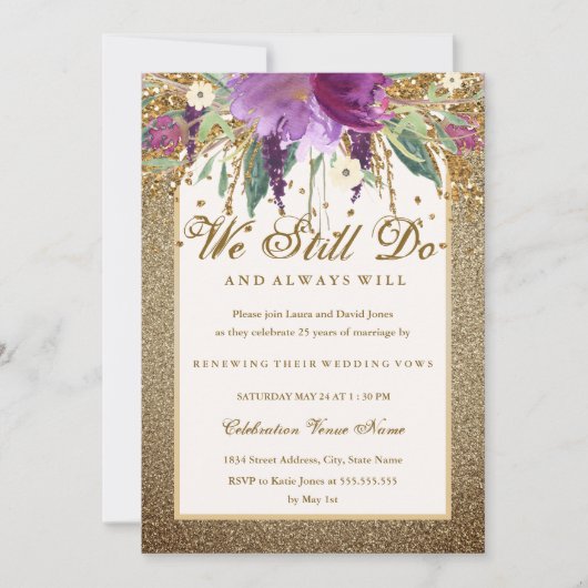 フローラきらめくアメジスト誓の更新記念日 招待状 (正面)