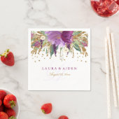 フローラきらめくグリッター結婚アメジストナプキン スタンダードカクテルナプキン (インサイチュ)