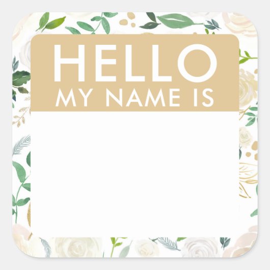 フローラこんにちは私の名前はシール スクエアシール (正面)