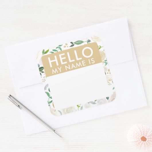 フローラこんにちは私の名前はシール スクエアシール (封筒)