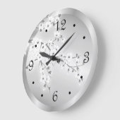 フローラさくらんぼの花の銀数 ラージ壁時計 (傾斜)