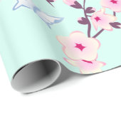 フローラさくらんぼの花蝶ミントパターンWr ラッピングペーパー (ロールコーナー)