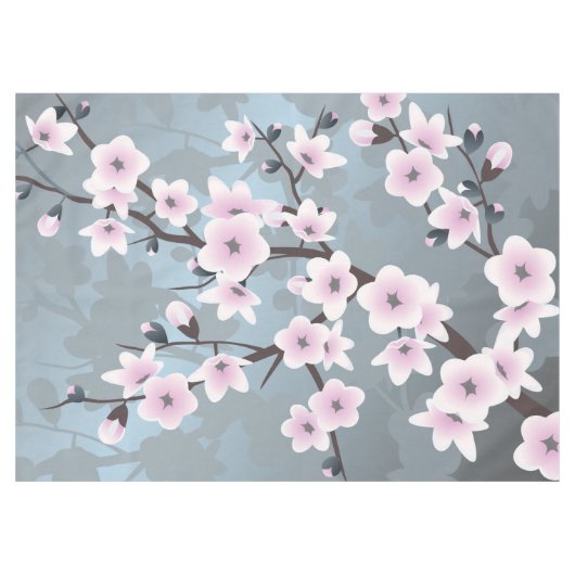 フローラさくらんぼサムダスティピンクブルー テーブルクロス (正面(横))