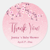 フローラさくらんぼピンクの女の子の赤ちゃんシャワー ラウンドシール (正面)