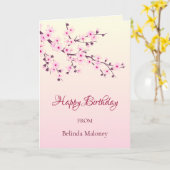 フローラさくらんぼピンク |カスタム誕生日 カード (黄色い花)