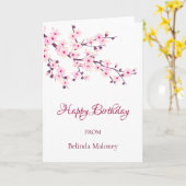フローラさくらんぼピンク |カスタム誕生日 カード (黄色い花)