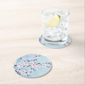 フローラさくらんぼフラズダスキピンクブ淡い色のルー ラウンドペーパーコースター (インサイチュ)