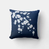 フローラさくらんぼフラズネイビーブルーホワイト クッション (正面)