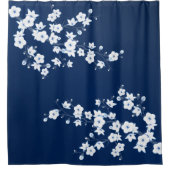 フローラさくらんぼフラズネイビーホワイトクラシックホテル シャワーカーテン (正面)