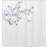 フローラさくらんぼフラズブルーホワイトクラシックホテル シャワーカーテン (正面)