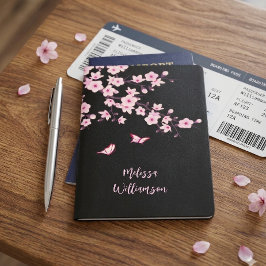 フローラさくらんぼフラムズブラックピンクモノグラム パスポートカバー