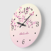 フローラさくらんぼブラッズピンクモノグラム ラージ壁時計 (傾斜)